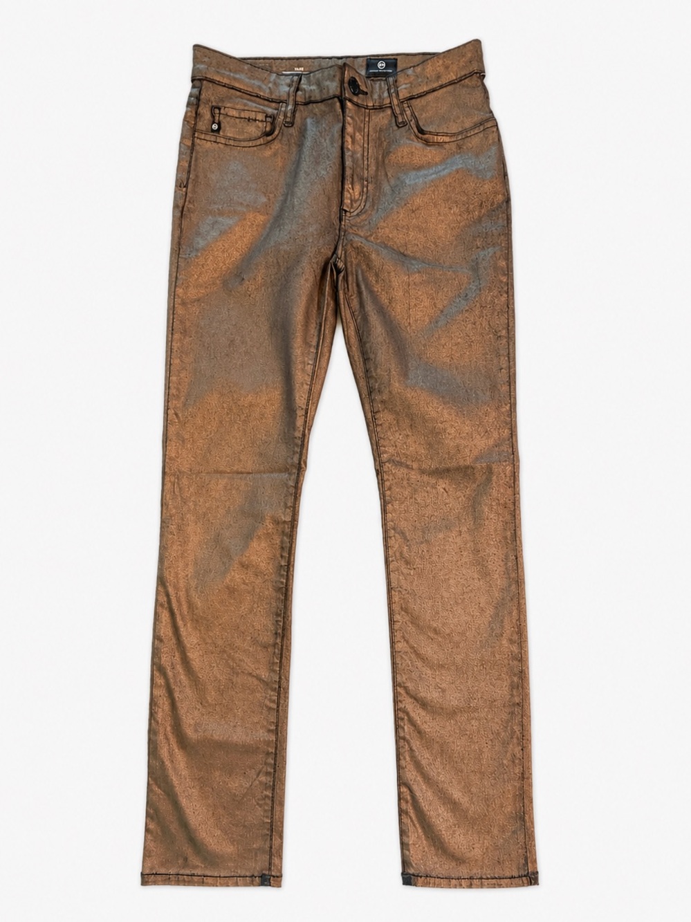 NWT $215 AG Jeans Mari Metallic Coated High Rise Straight Jeans Size 26